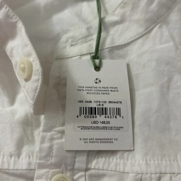 Ae77 By American Eagle Premium Organic Cotton Blouse NWT $148 Retail Sz Small - Picture 3 of 6